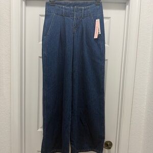 Aqua Wide-Leg Jeans, Size 25, Featuring Stylish Front Pleats, New